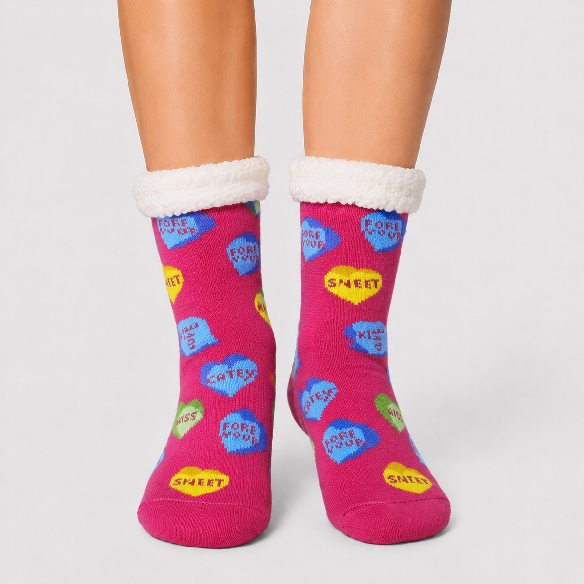Love Heart Adult Slipper Socks