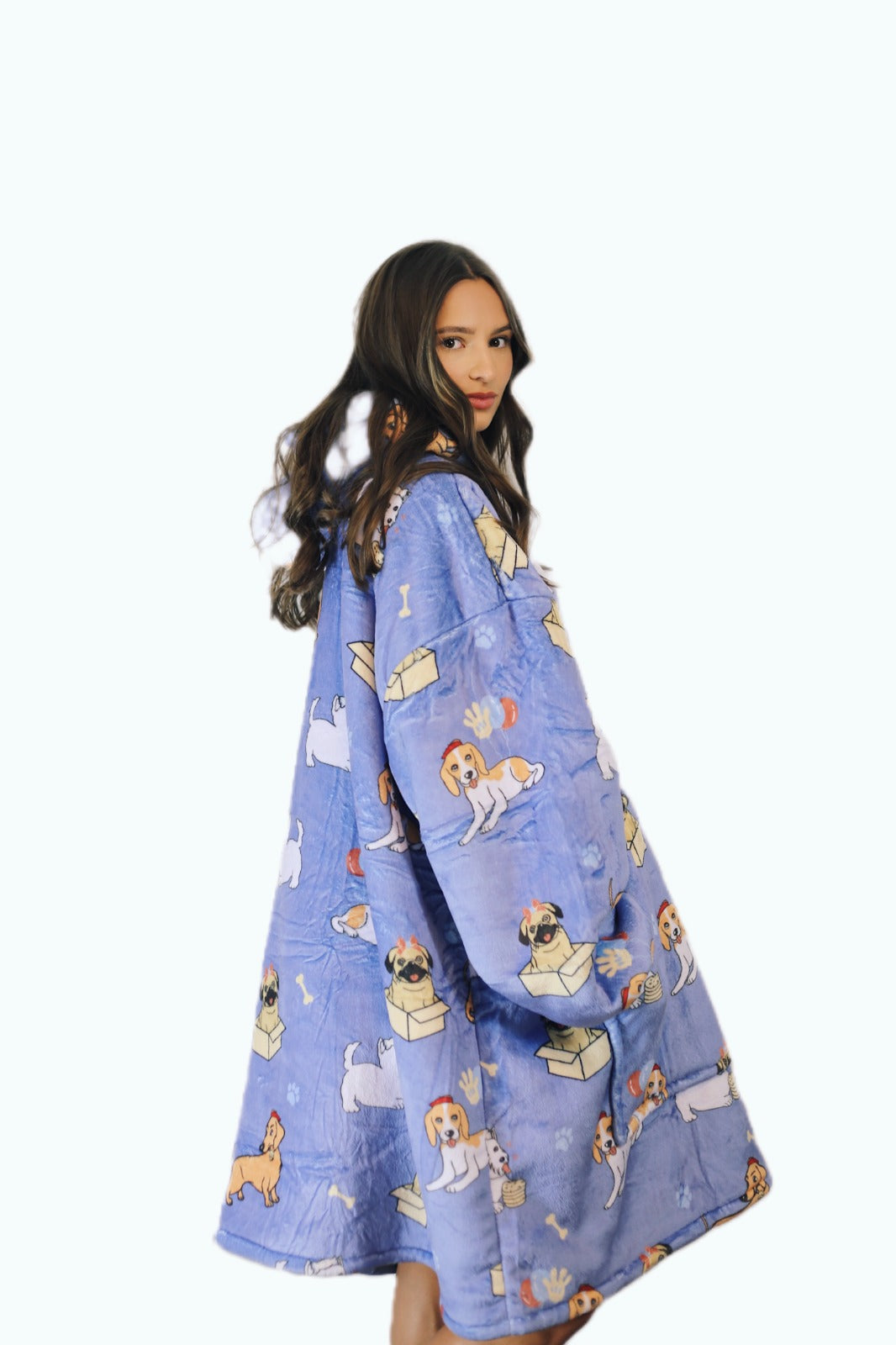 Mixed Dog Oversized Blanket Hoodie & Slipper Socks