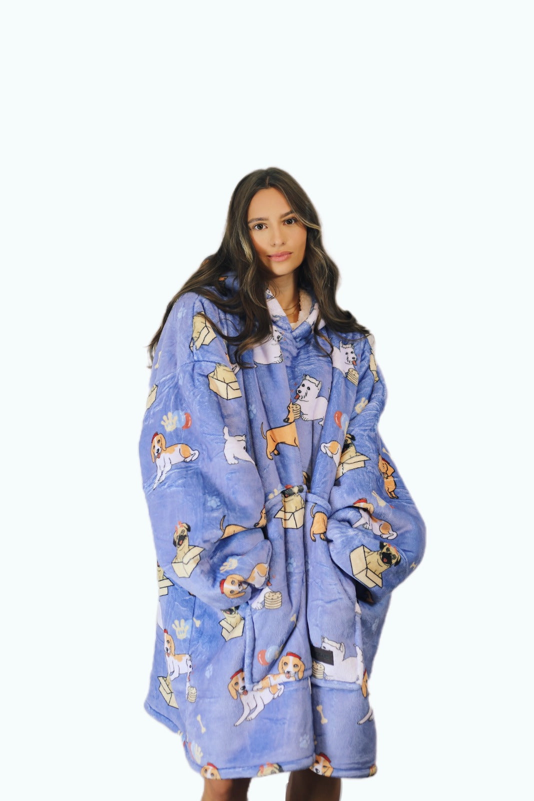 Mixed Dog Oversized Blanket Hoodie & Slipper Socks