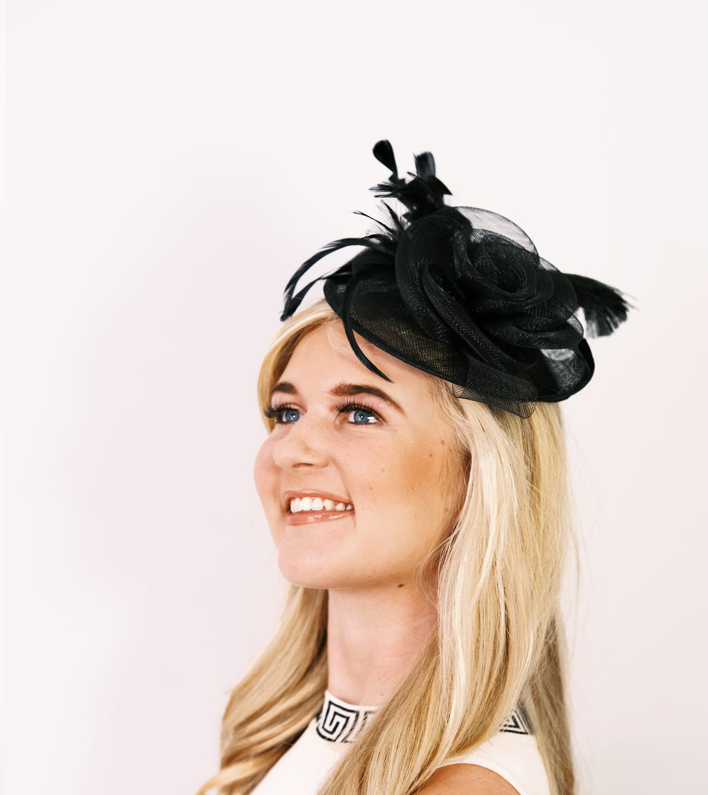 Rose and Feather Mini Hat Fascinator