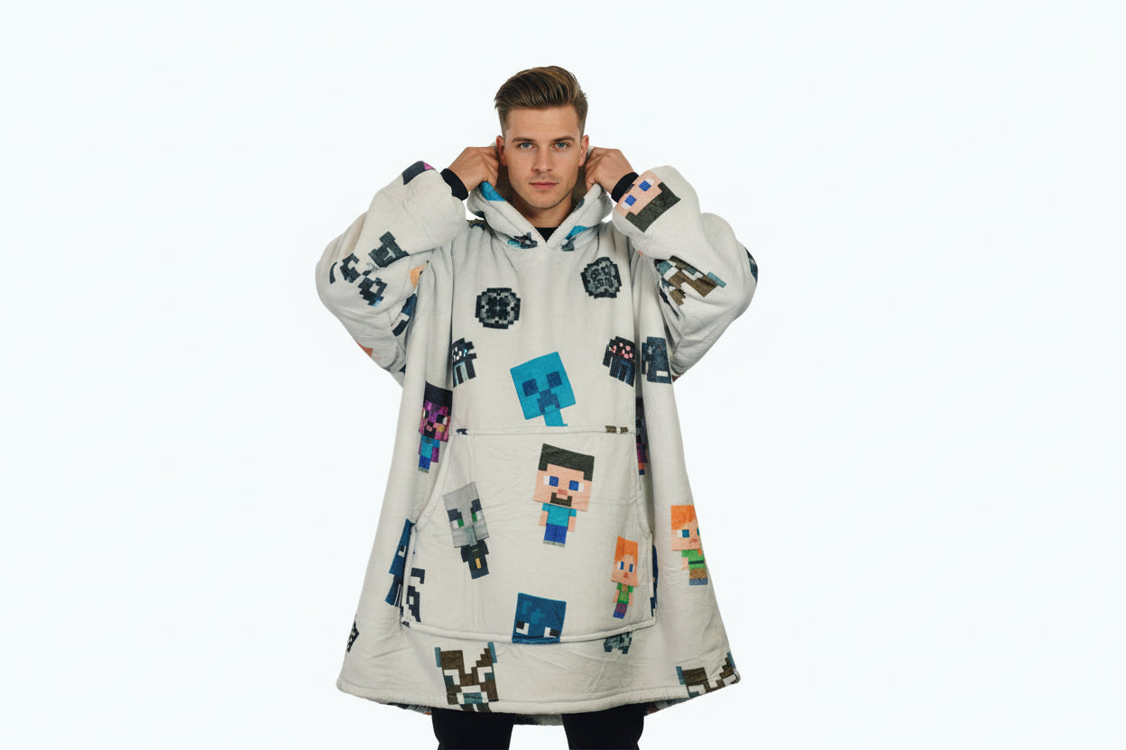 Minecraft Oversized Blanket Hoodie & Slipper Socks