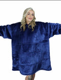 Navy Blue Oversized Blanket Hoodie & Slipper Socks