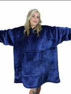Navy Blue Oversized Blanket Hoodie & Slipper Socks