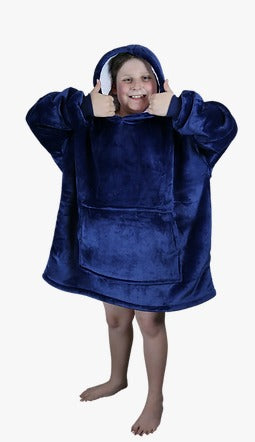 Navy Blue Oversized Blanket Hoodie & Slipper Socks