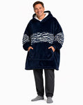 Navy Stripe Adult Oversized Blanket Hoodie