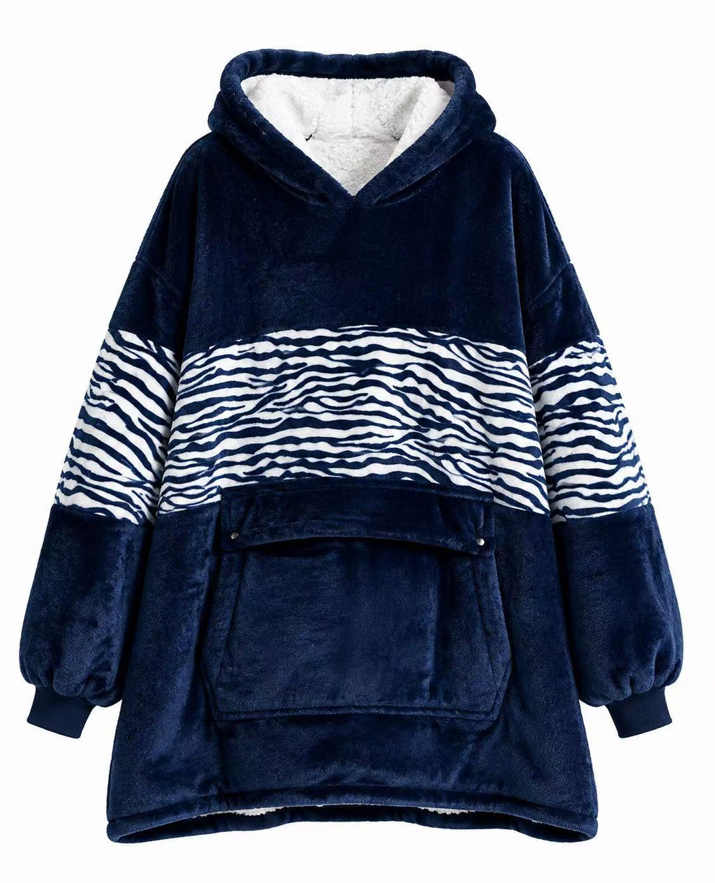 Navy Stripe Adult Oversized Blanket Hoodie