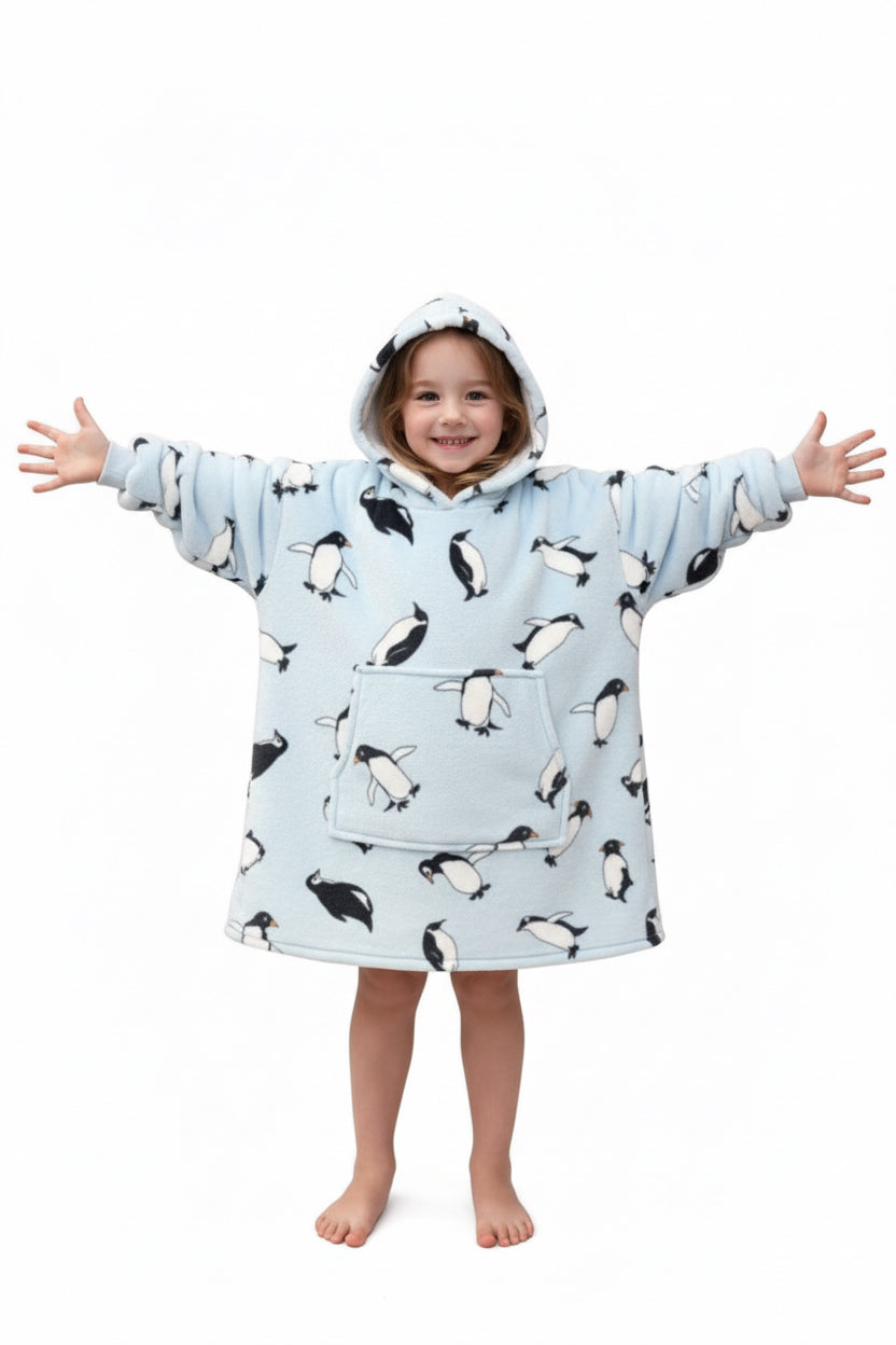 Penguin Oversized Blanket Hoodie & Slipper Socks