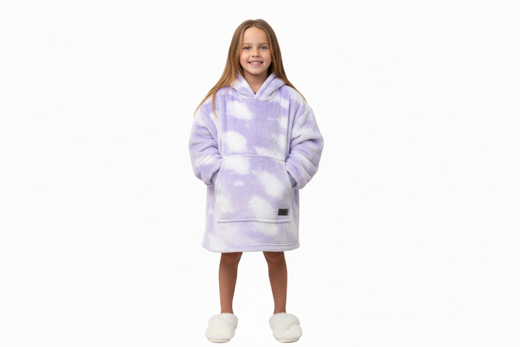Purple Cloud Oversized Blanket Hoodie & Slipper Socks