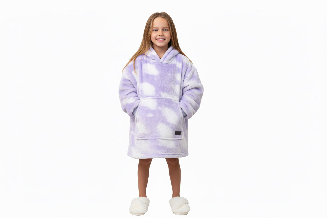 Purple Cloud Oversized Blanket Hoodie & Slipper Socks