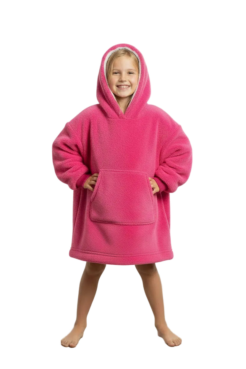 Hot Pink Oversized Blanket Hoodie & Slipper Socks