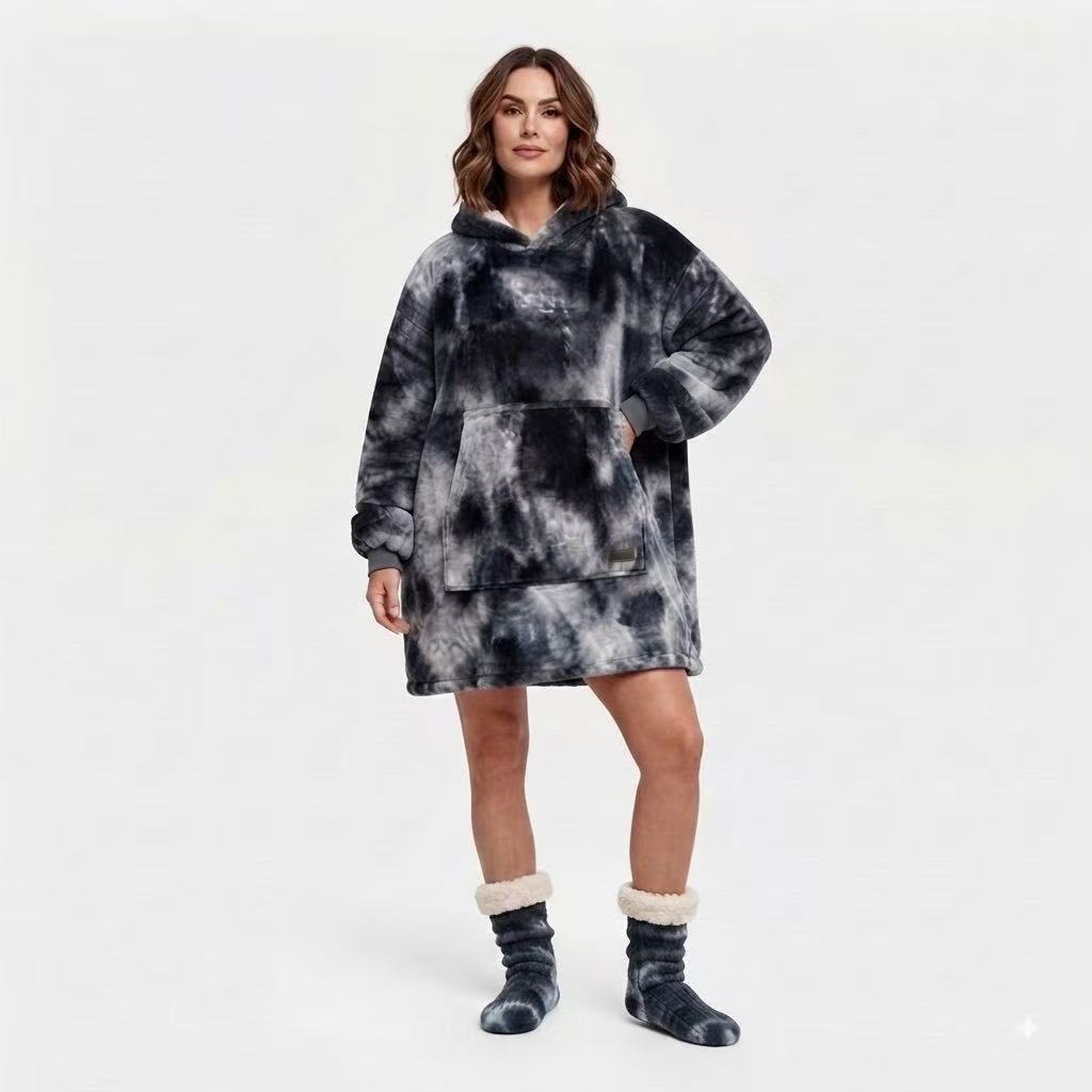 Tie-dye Gray Adult Oversized Blanket Hoodie