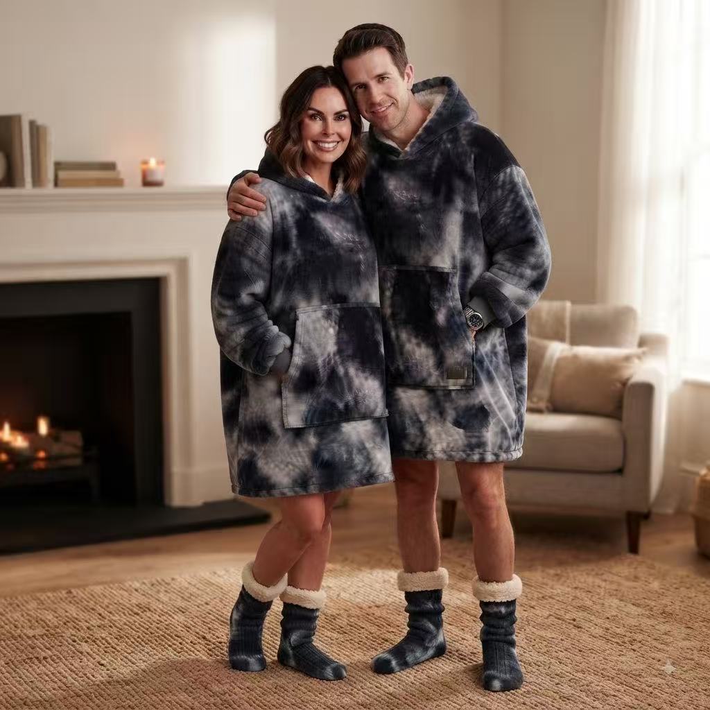 Tie-dye Gray Adult Oversized Blanket Hoodie
