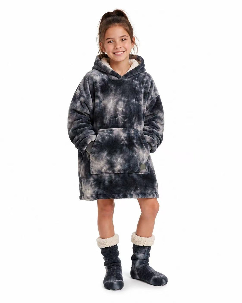 Tie-dye Gray Kids’ Blanket Hoodie